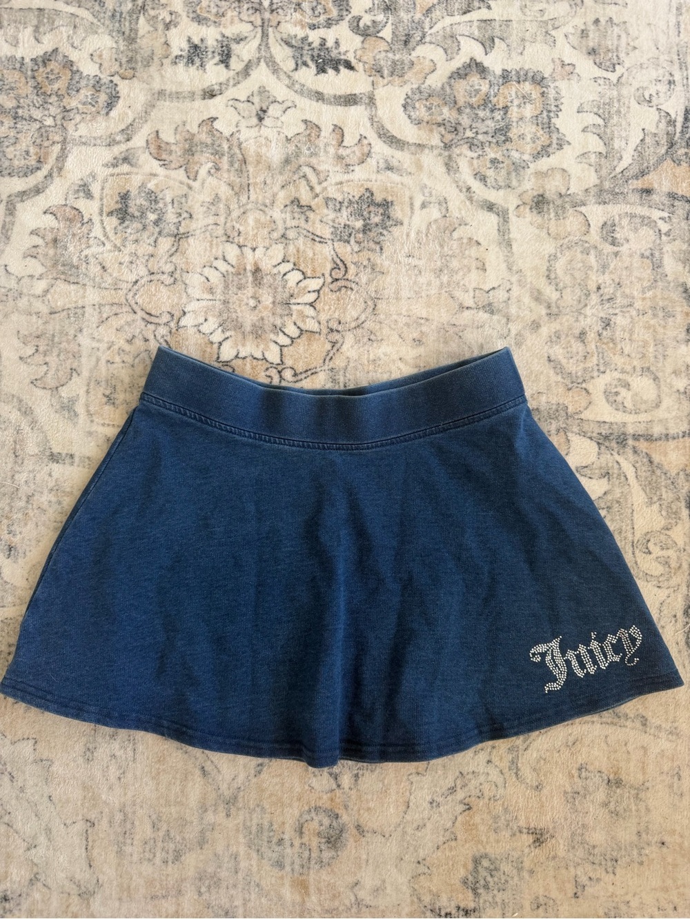 Juicy Couture Navy Rhinestone Logo Skater Skirt
